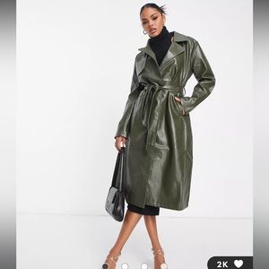 Green Leather Trench Coat